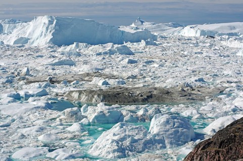View over the wide ice fjord