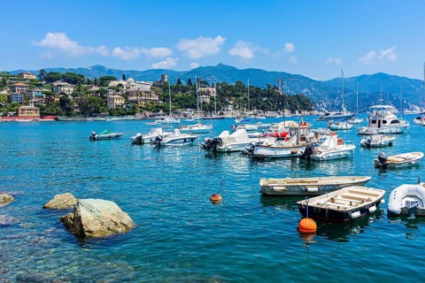 Boats anchoring in the harbour of Santa Margherita