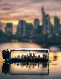 Frankfurt skyline in a small bottle