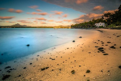 Long exposure on sandy beach