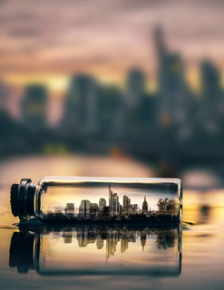 Frankfurt skyline in a small bottle