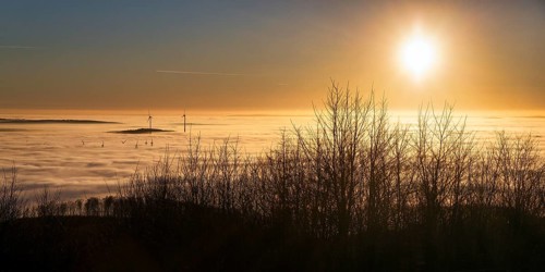 Sunset over cloud cover