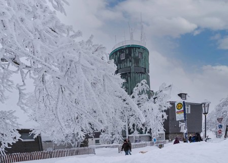 Weather station in winter on the Kahler Asten in Sauerland