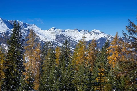 Mountain landscape in late autumn with snow