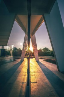 Bahai temple langenhain at sunrise