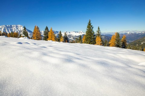 Mountain landscape in late autumn with snow