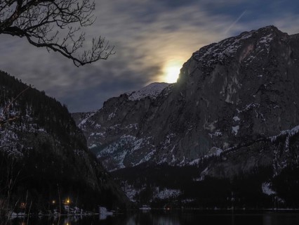 Moonrise over Trisselwand at Lake Altaussee