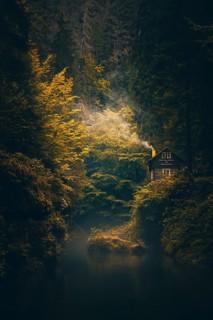 Autumn in the Edmundsklamm gorge with river
