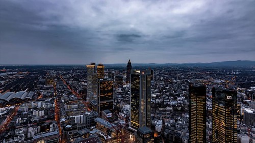 View over Frankfurt in the evening