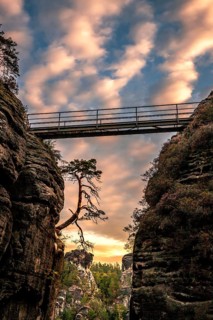 Sunrise on the Bastei Bridge in Saxon Switzerland