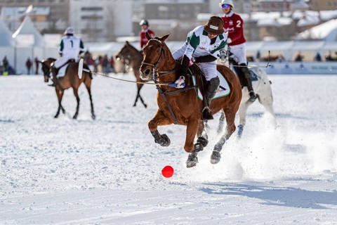 Santiago Marambio of Team Azerbaijan Land of Fire tries to hit the ball at full gallop