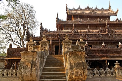 Shwenandaw Monastery with wood carvings