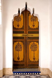 Precious wooden doors in the Palais de la Bahia