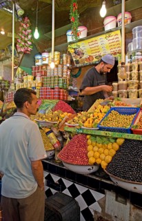 Market stall with olives