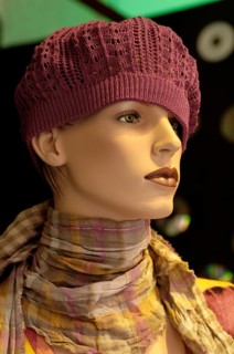 Female mannequin with knitted cap
