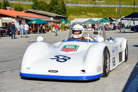 Historic race car in waiting position