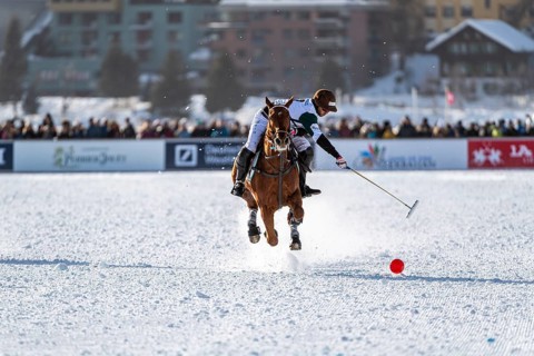 Santiago Marambio of Team Azerbaijan Land of Fire tries to control the ball at full gallop