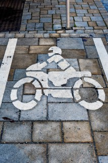 Parking space marking on pavement with motorbike pictogram in Kempten Allgaeu