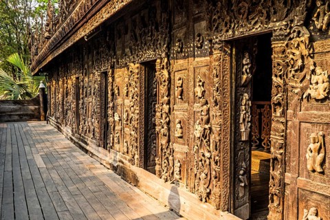 Shwenandaw Monastery with wood carvings