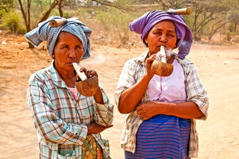 Smoking market visitor from the surrounding mountain villages