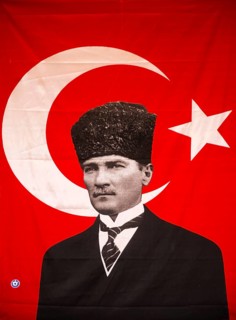 National flag with state founder Atatuerk
