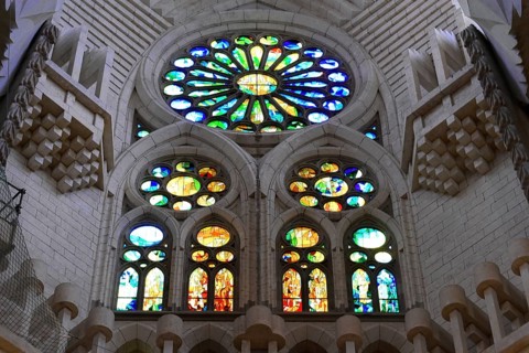 Coloured stained glass windows
