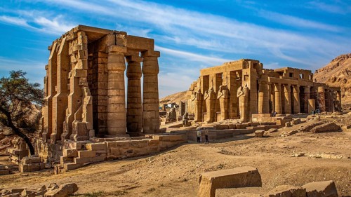 View of the Ramesseum from the present entrance and the 1st courtyard