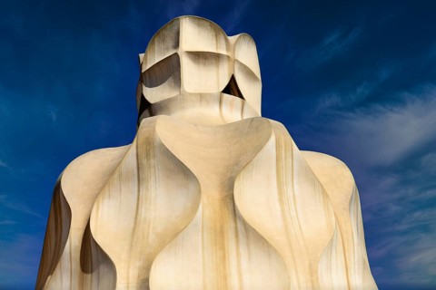 Sculptural ventilation shafts on the Casa Mila or La Pedrera by Antoni Gaudi