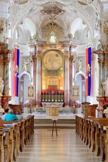 Interior view with altar and choir area