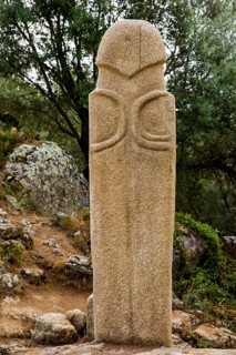 Menhir statue with elaborated back view