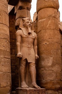 Statue of Ramses II with cartouche on apron belt