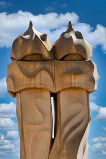 Sculptural ventilation shafts on the Casa Mila or La Pedrera by Antoni Gaudi