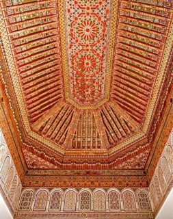 Precious wooden ceiling in the Palais de la Bahia