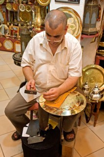 Artful coppersmithing in the souks of Fes