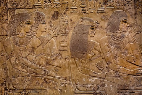 Funeral banquet. Relief showing Ramose's brother Keshy with a priest