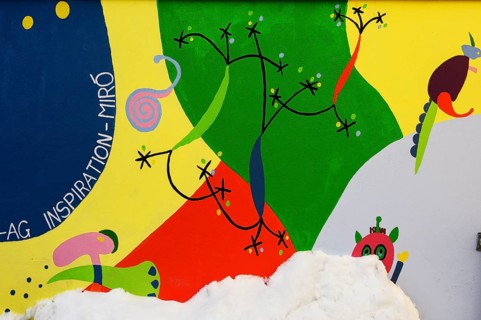 Graffiti on kindergarten wall