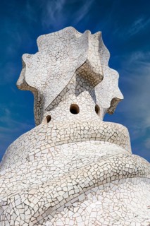 Sculptural ventilation shafts on the Casa Mila or La Pedrera by Antoni Gaudi