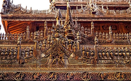 Shwenandaw Monastery with wood carvings