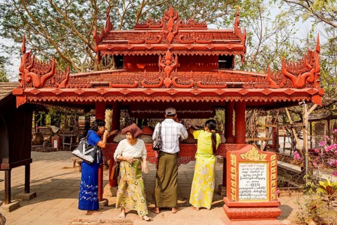 Water dispenser in front of Dhammayazika Pagoda
