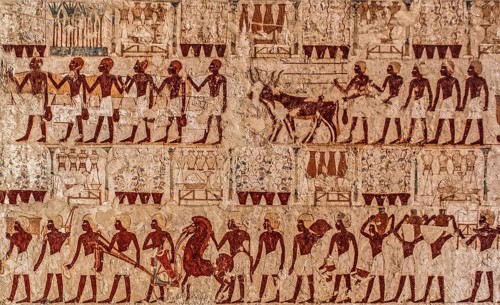 Funeral procession and delivery of funerary equipment