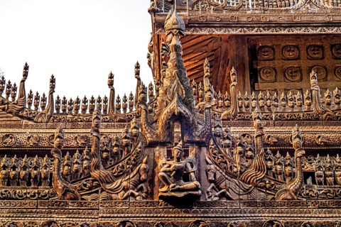 Shwenandaw Monastery with wood carvings