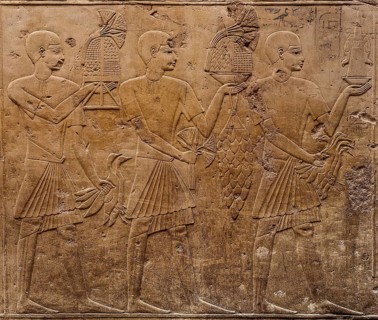 Servants bring offerings: Vegetables