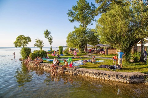 Sunbathing lawn and bathing area