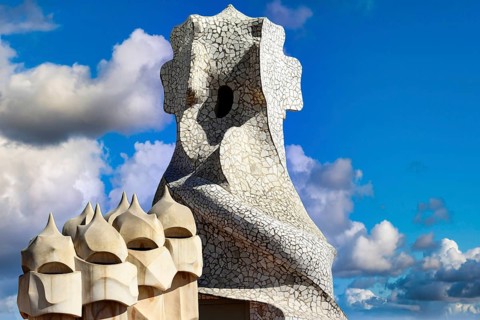 Sculptural ventilation shafts on the Casa Mila or La Pedrera by Antoni Gaudi