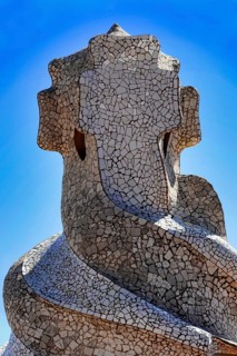 Sculptural ventilation shafts on the Casa Mila or La Pedrera by Antoni Gaudi