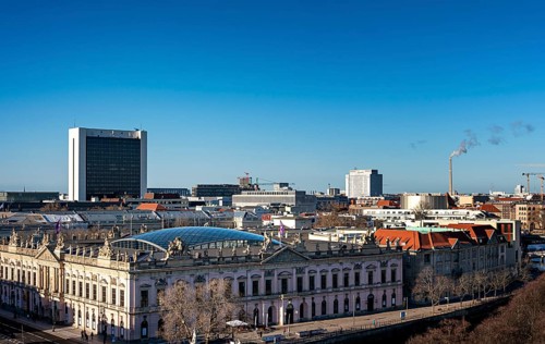 View of the German Historical Museum from the roof terrace of the New City Palace