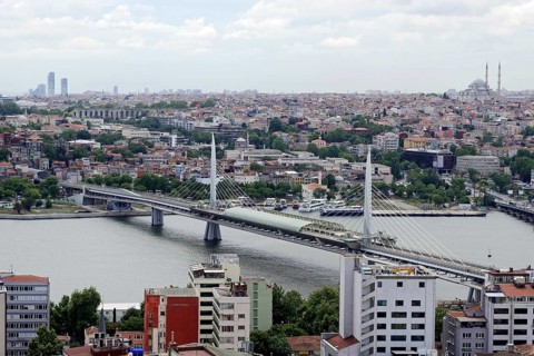 View from the Galata Tower of the bridge and the Bosphorus
