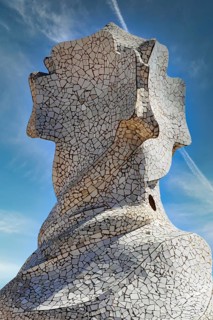 Sculptural ventilation shafts on the Casa Mila or La Pedrera by Antoni Gaudi