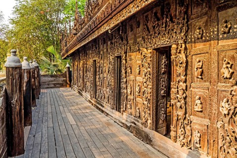 Shwenandaw Monastery with wood carvings