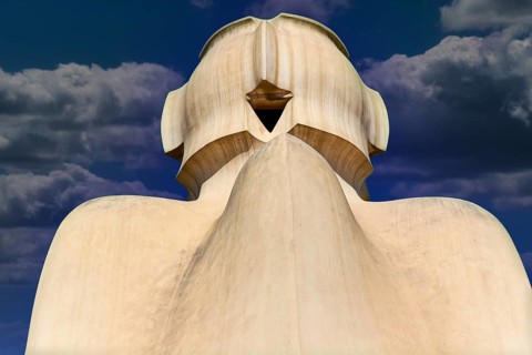 Sculptural ventilation shafts on the Casa Mila or La Pedrera by Antoni Gaudi